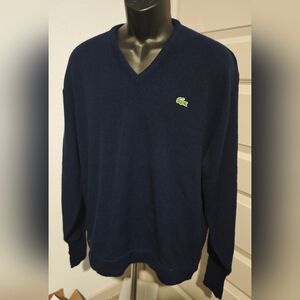 Lacoste Men's Deep Blue V-Neck Sweater Size XL